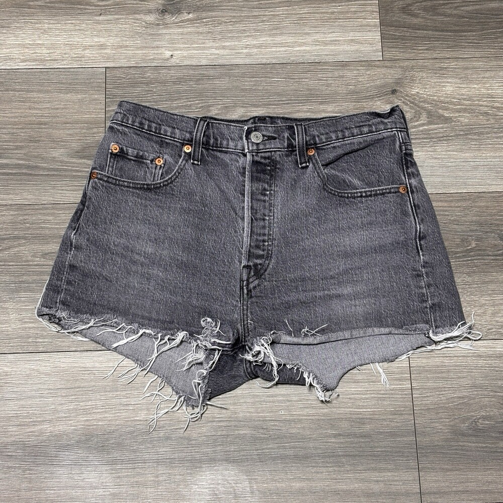 Levi’s Premium 501 Cut Off Shorts Gray Black Button Fly Women’s 29 - Picture 1 of 14